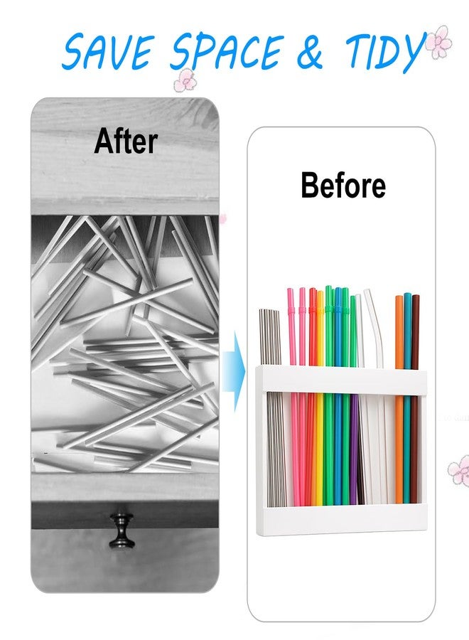 ANLODER Acrylic Straw Holder for Cabinet Doors - No Drill Adhesive Organizer with Strong Tape Transparent Kitchen Dispenser for Tumbler Straws, Space-Saving Countertop Storage - Image 2