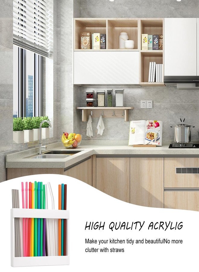 ANLODER Acrylic Straw Holder for Cabinet Doors - No Drill Adhesive Organizer with Strong Tape Transparent Kitchen Dispenser for Tumbler Straws, Space-Saving Countertop Storage - Image 5