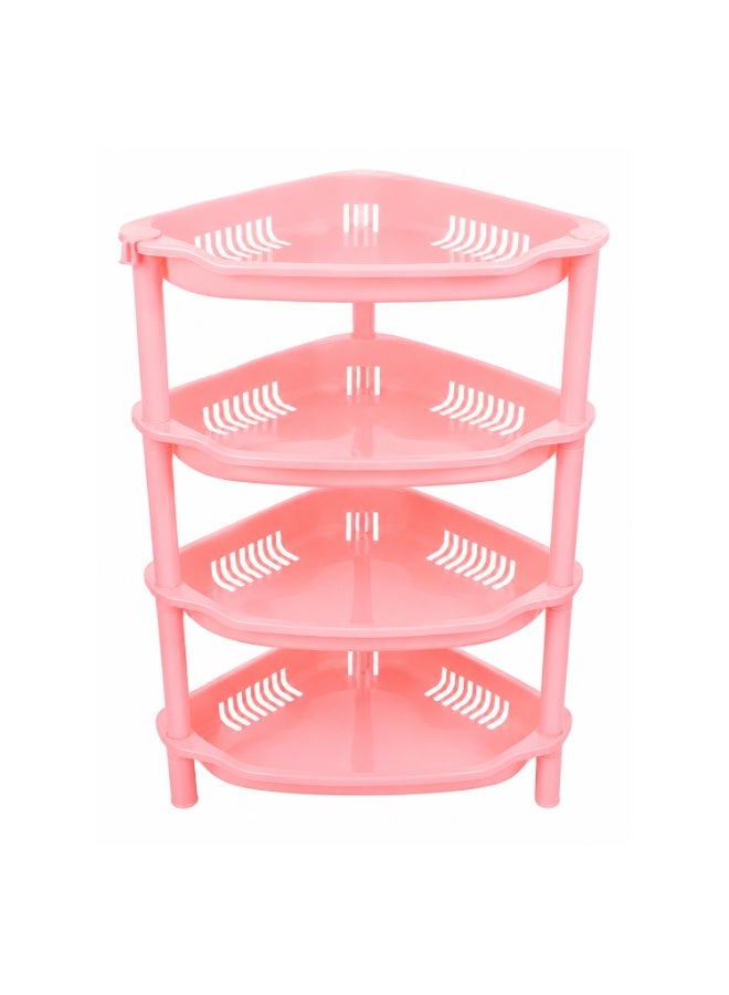 Lacoz 4-Layer Plastic Corner Storage Rack for Kitchen & Home – Space-Saving Multi-Tier Vegetable & Fruit Organizer Shelf, Durable Ventilated Storage Stand for Kitchen Pink - Image 1