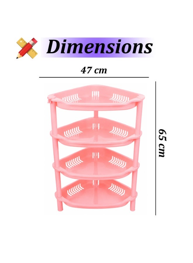 Lacoz 4-Layer Plastic Corner Storage Rack for Kitchen & Home – Space-Saving Multi-Tier Vegetable & Fruit Organizer Shelf, Durable Ventilated Storage Stand for Kitchen Pink - Image 5