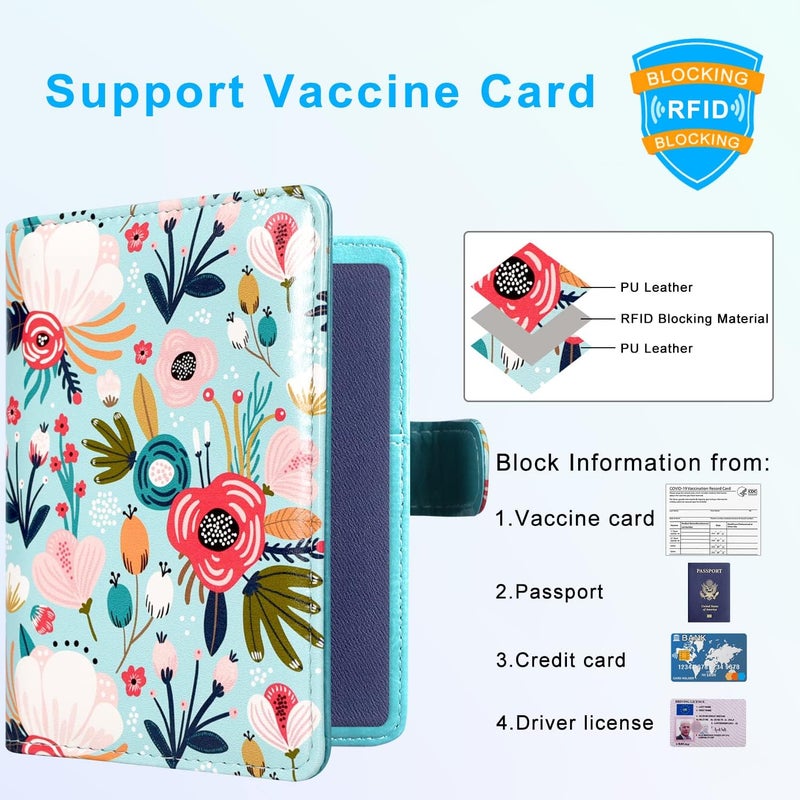 ACdream Unisex Faux Leather Passport and Vaccine Card Holder, RFID Blocking, Z-Flower, 20 x 3.5 x 2.5 in - Image 3