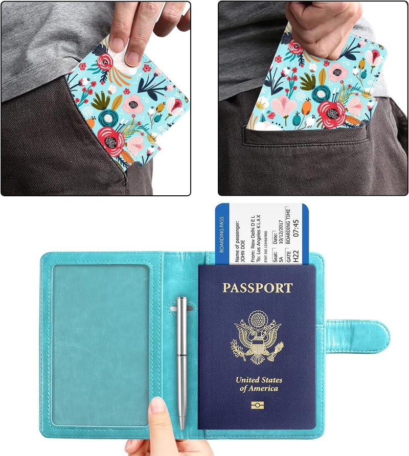 ACdream Unisex Faux Leather Passport and Vaccine Card Holder, RFID Blocking, Z-Flower, 20 x 3.5 x 2.5 in - Image 5