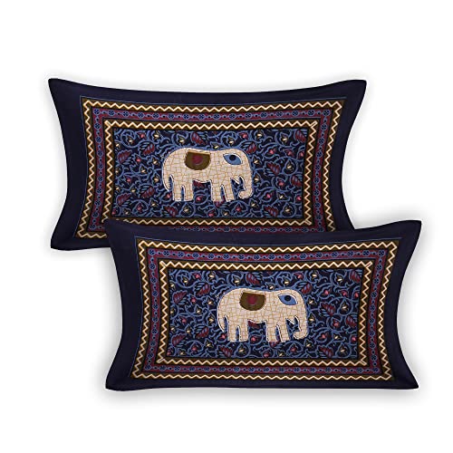 Braise Premium | King Size |100% Pure Cotton | Double Bedsheet with 2 Pillow Covers (Blue, Elephant Design) - Image 4