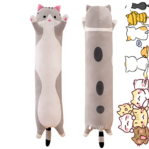Rexinc Long Gray Cat Plush Pillow Toy Sleeping Pillow Cute Cartoon Cat Stuffed Animals Soft Long Body Pillow Gift for Kids1968in - Image 1