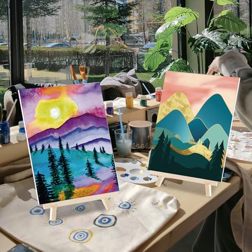 Sherr 24 Pcs Pre Drawn Canvas for Painting Adult Pre Printed Canvas Bulk Sip and Paint Kit Stretched Panels Paint Set for Theme Valentine Painting Night Party FavorMountain8 x 10 Inch - Image 3