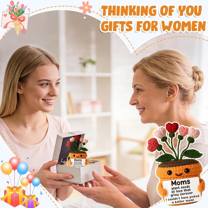 MAMAGIFTREE هدايا للأم من الابنة أو الابن - هدايا عيد الأم، أعياد الميلاد للأمهات، الأم، ماما - نبات القلب المحبوك المخملي اللطيف - Image 5