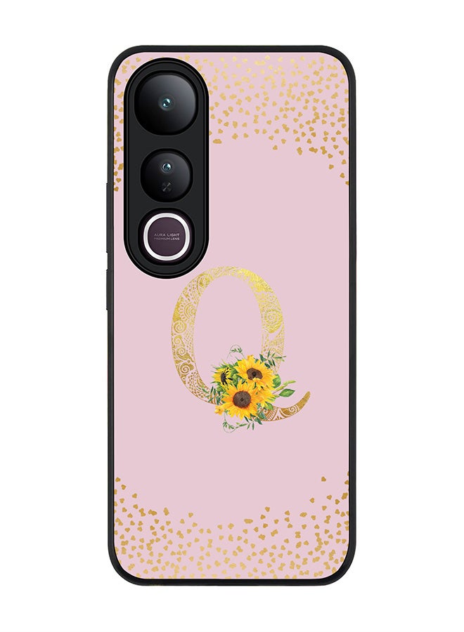 Stylizedd For vivo V50 Lite Case,Slim fit Camera Protection, Shockproof Thin Phone cover  - Custom Floral Monogram - Q  (Pink )