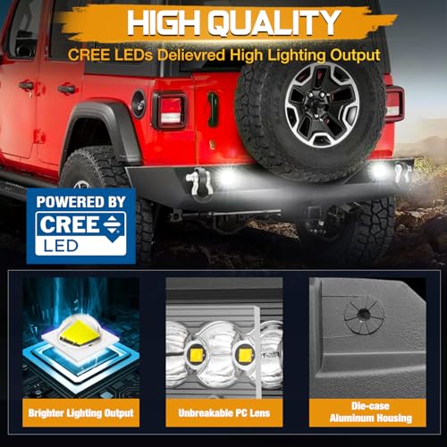 Niking Auto Flush Mount LED Pods Light 2PCS 5 Inch 120W CREE LED Spot Driving Reverse Backup Light Flush Work Light Bar Off Road Grill Mount Bumper Lights for Truck Pickup ATV UTV Boat - Image 3