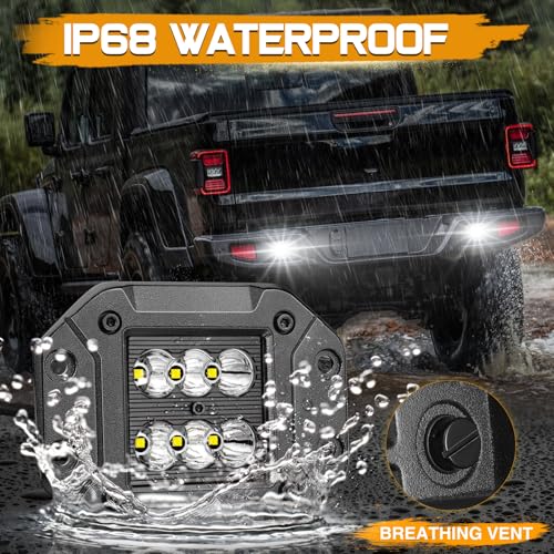 Niking Auto Flush Mount LED Pods Light 2PCS 5 Inch 120W CREE LED Spot Driving Reverse Backup Light Flush Work Light Bar Off Road Grill Mount Bumper Lights for Truck Pickup ATV UTV Boat - Image 4