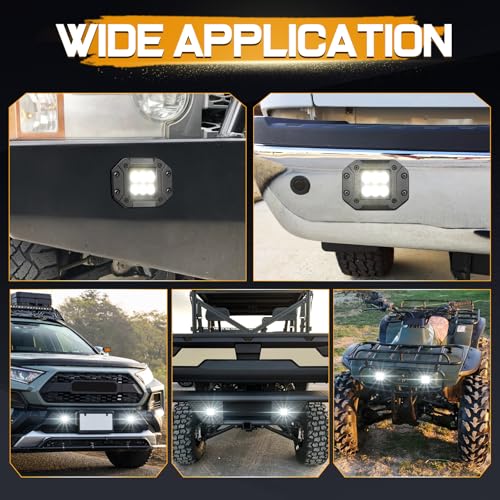 Niking Auto Flush Mount LED Pods Light 2PCS 5 Inch 120W CREE LED Spot Driving Reverse Backup Light Flush Work Light Bar Off Road Grill Mount Bumper Lights for Truck Pickup ATV UTV Boat - Image 5
