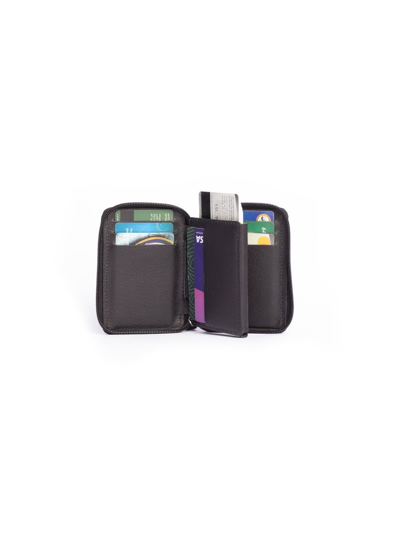 Ar supply Ar Guard Smart Card Holder Wallet for Men – Genuine Leather RFID Blocking Wallet with Pop-Up Aluminum Card Case, 8 Card Slots, Slim Minimalist Cash Wallet - Image 2