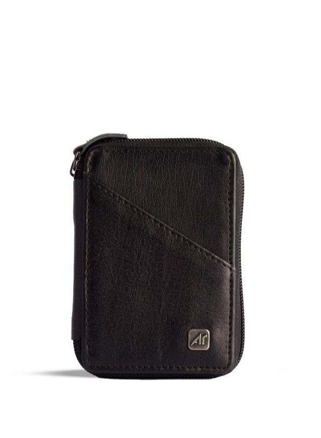 ايه ار سابلاي Ar Guard من Arij Bags | محفظة جلد طبيعي - حافظة بطاقات آمنة ضد السرقة الإلكترونية مع درج معدني و8 فتحات (أسود) - Image 1