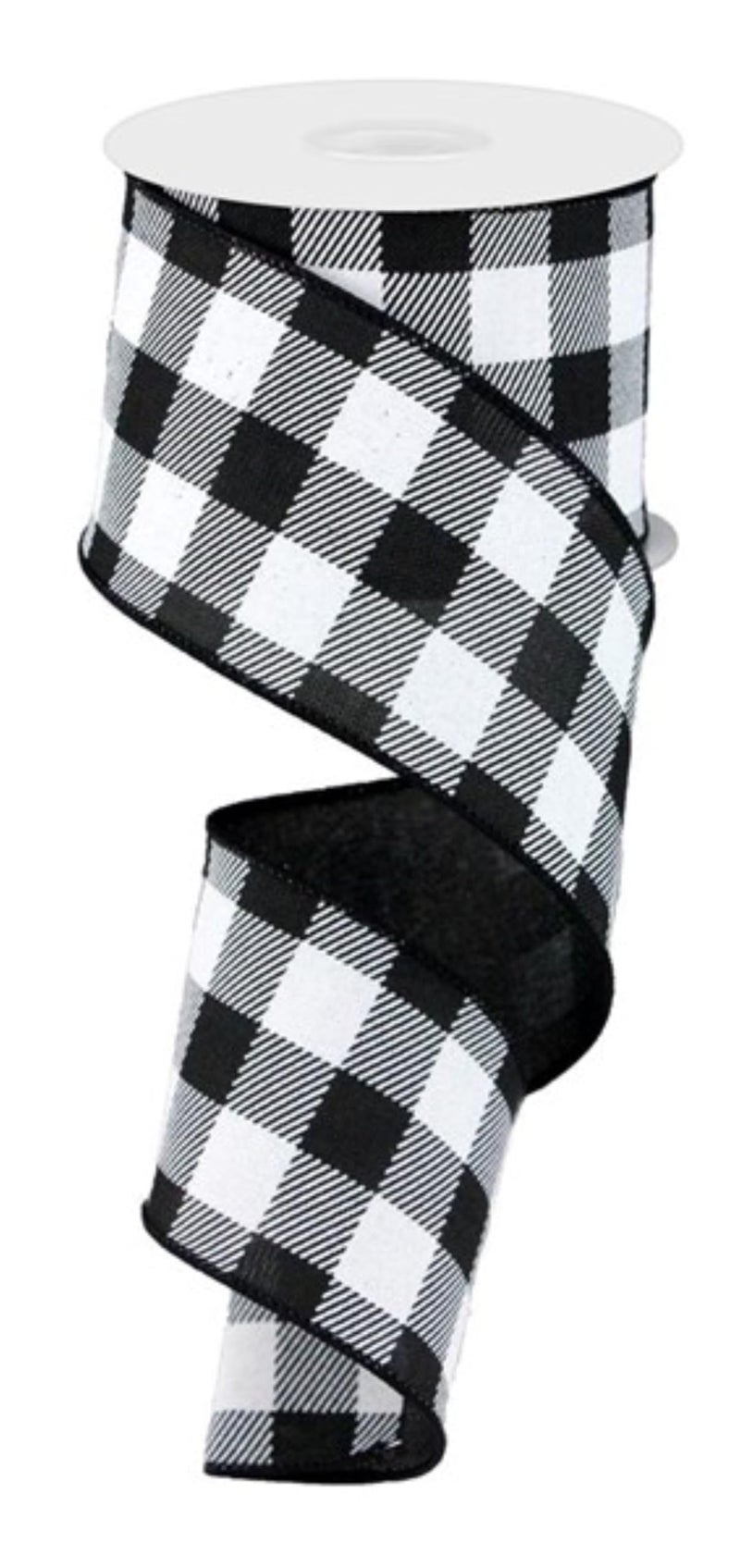 Craig Bachman Plaid Check Wired Ribbon: Black White - 2.5 Inches x 10 Yards - Image 3