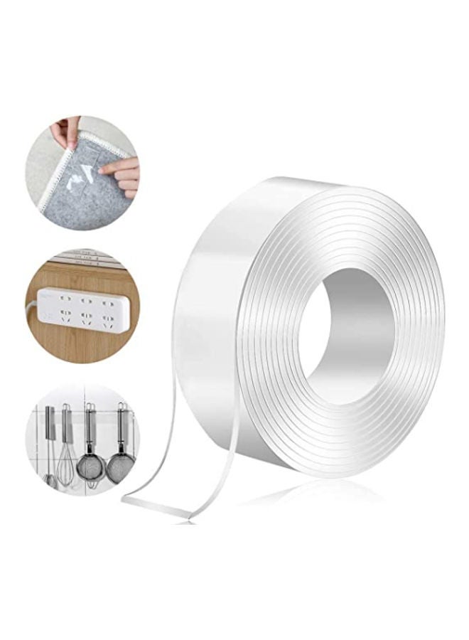 NIBEMINENT Transparent Acrylic Reusable Washable Waterproof Adhesive Tape White - Image 1