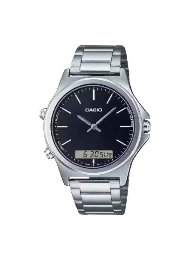 CASIO Men's Analog-Digital Display Watch With Silver Stainless Steel Strap - MTP-VC01D-1EUDF
