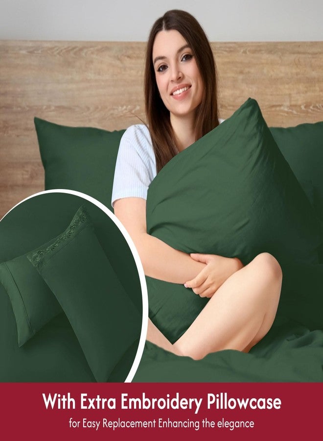 LONAVA Twin XL Size Sheet Set - 4 Piece Hotel Luxury Wrinkle-Free Microfiber Sheet, Oeko-TEX Certified, Breathable & Elastic, 16" Deep Pockets, Forest Green - Image 4