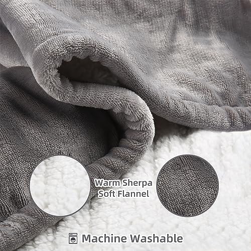 ESTINGO Heated Throw Blanket Electric Blanket Throw, Heated Blanket with 5 Heating Levels & 4 Hours Auto Off, Super Cozy Soft Sherpa Heating Blanket with Fast Heating for Bedding, 50"x60", Light Gray - Image 3