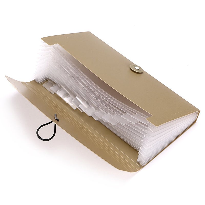 BTSKY حافظة ملفات قابلة للتوسيع من BTSKY - 13 جيب حافظة أكورديون صغيرة قابلة للتوسيع لحفظ البطاقات والتذاكر حافظة تخزين الملفات حافظة فواتير بلاستيكية منظم مستندات الأعمال حقيبة، كاكي - Image 5