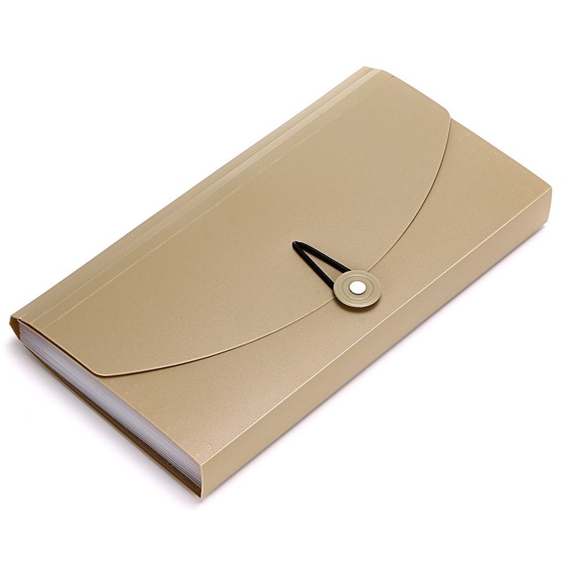 BTSKY حافظة ملفات قابلة للتوسيع من BTSKY - 13 جيب حافظة أكورديون صغيرة قابلة للتوسيع لحفظ البطاقات والتذاكر حافظة تخزين الملفات حافظة فواتير بلاستيكية منظم مستندات الأعمال حقيبة، كاكي - Image 1