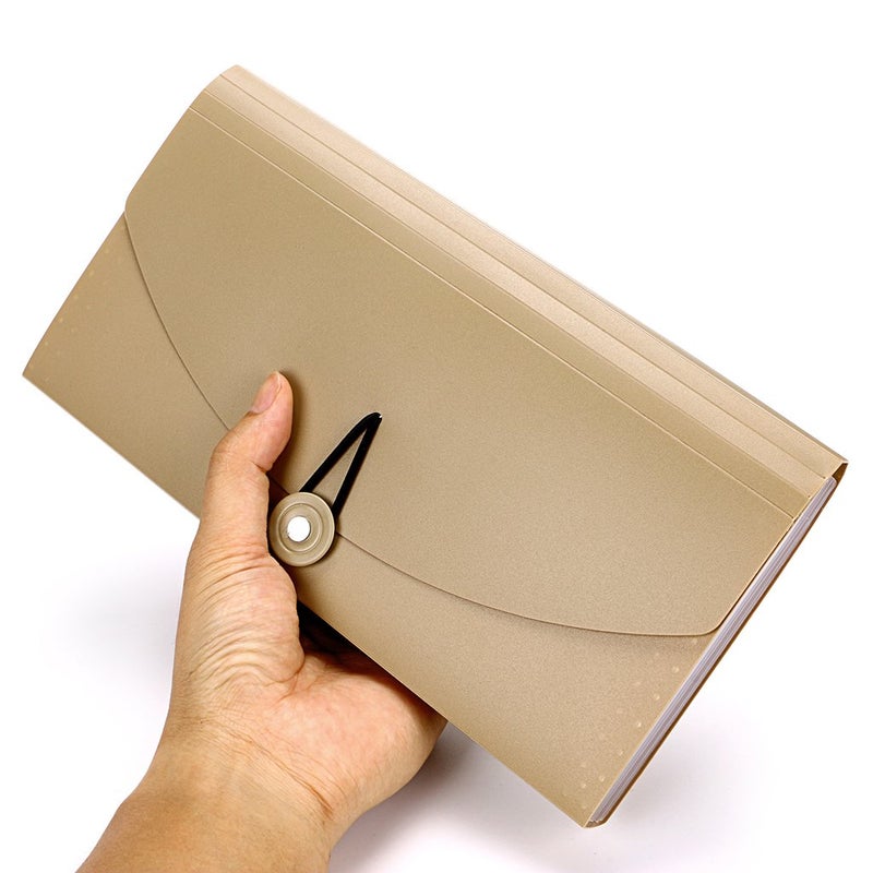 BTSKY حافظة ملفات قابلة للتوسيع من BTSKY - 13 جيب حافظة أكورديون صغيرة قابلة للتوسيع لحفظ البطاقات والتذاكر حافظة تخزين الملفات حافظة فواتير بلاستيكية منظم مستندات الأعمال حقيبة، كاكي - Image 3