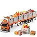 GLW Food Transport Truck Toy for Age 38 Kids Alloy Vehicles Head 140 Goods Trailer with Cargo Box and Food Model Lights Sounds Large Transport Truck Orange - Image 2