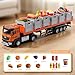 GLW Food Transport Truck Toy for Age 38 Kids Alloy Vehicles Head 140 Goods Trailer with Cargo Box and Food Model Lights Sounds Large Transport Truck Orange - Image 4