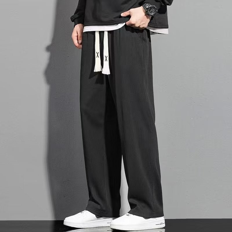 Spring/Summer autumn ice silk pants men's thin loose straight draping sports pants summer boys quick-drying casual trousers - Image 4