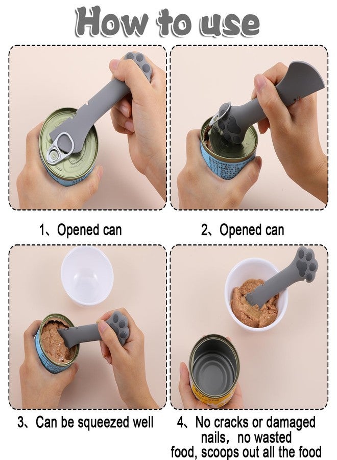 ملعقة طعام للقطط من كلاسيك سيالي، قطعتان، فتاحة علب سيليكون للقطط، ملعقة طعام رطبة للقطط على شكل مخلب، 5.1 × 1.5 بوصة، لطيفة وقابلة لإعادة الاستخدام، سهلة التنظيف، مناسبة لعلب طعام الكلاب والقطط، رمادي، أبيض - Image 3