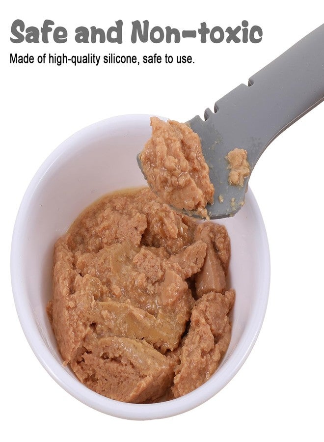 ملعقة طعام للقطط من كلاسيك سيالي، قطعتان، فتاحة علب سيليكون للقطط، ملعقة طعام رطبة للقطط على شكل مخلب، 5.1 × 1.5 بوصة، لطيفة وقابلة لإعادة الاستخدام، سهلة التنظيف، مناسبة لعلب طعام الكلاب والقطط، رمادي، أبيض - Image 5