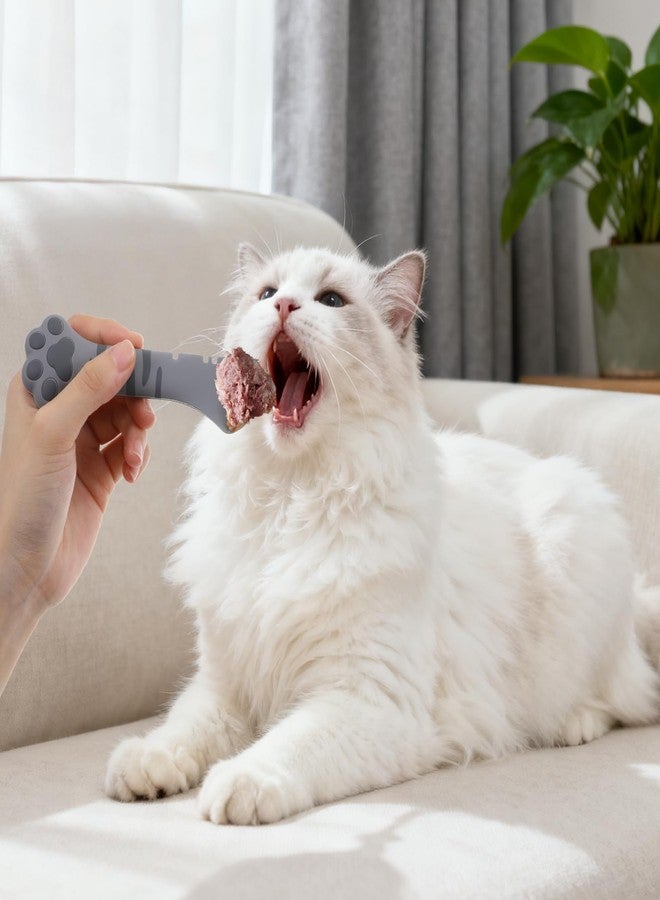 ملعقة طعام للقطط من كلاسيك سيالي، قطعتان، فتاحة علب سيليكون للقطط، ملعقة طعام رطبة للقطط على شكل مخلب، 5.1 × 1.5 بوصة، لطيفة وقابلة لإعادة الاستخدام، سهلة التنظيف، مناسبة لعلب طعام الكلاب والقطط، رمادي، أبيض - Image 4