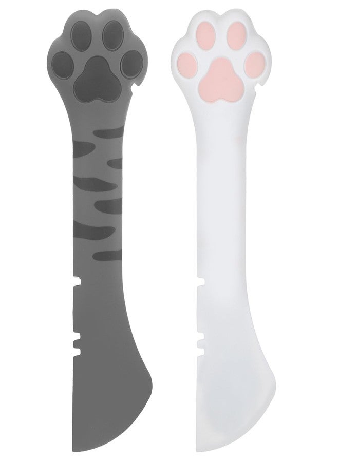 ملعقة طعام للقطط من كلاسيك سيالي، قطعتان، فتاحة علب سيليكون للقطط، ملعقة طعام رطبة للقطط على شكل مخلب، 5.1 × 1.5 بوصة، لطيفة وقابلة لإعادة الاستخدام، سهلة التنظيف، مناسبة لعلب طعام الكلاب والقطط، رمادي، أبيض - Image 1