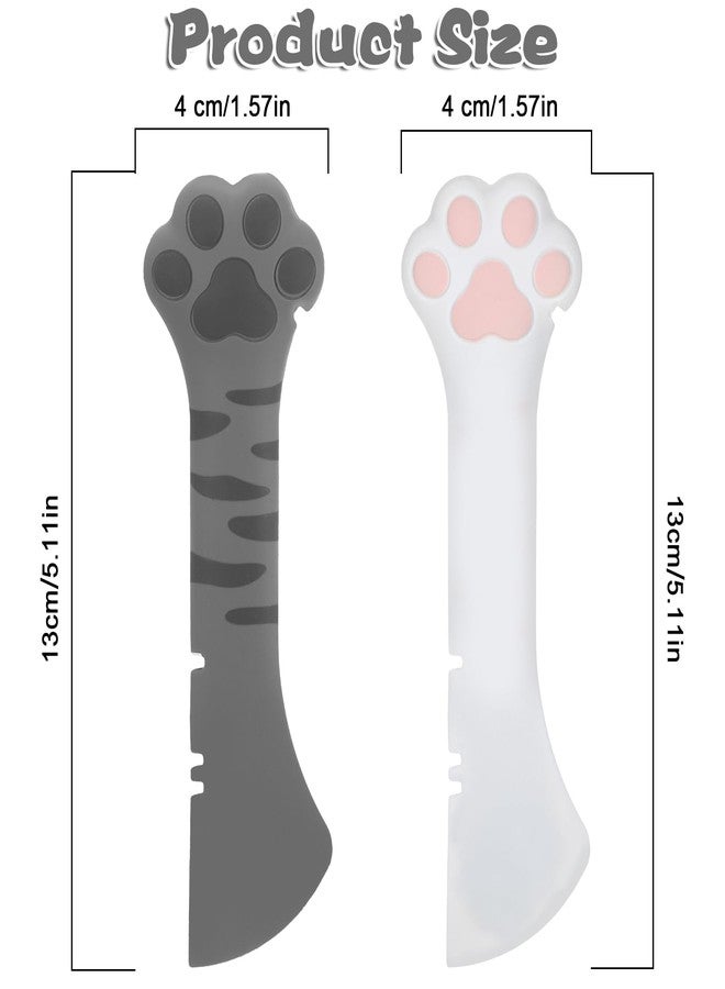 ملعقة طعام للقطط من كلاسيك سيالي، قطعتان، فتاحة علب سيليكون للقطط، ملعقة طعام رطبة للقطط على شكل مخلب، 5.1 × 1.5 بوصة، لطيفة وقابلة لإعادة الاستخدام، سهلة التنظيف، مناسبة لعلب طعام الكلاب والقطط، رمادي، أبيض - Image 2