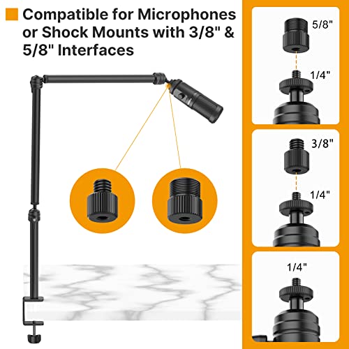 PICTRON VIJIM LS08 Flexible Overhead Camera Mount Desk Stand, Webcam Stand Microphone Boom Arm Tabletop Photography Videography Live Stream Table clamp Mount - Image 3