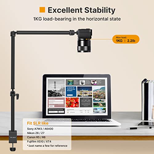 PICTRON VIJIM LS08 Flexible Overhead Camera Mount Desk Stand, Webcam Stand Microphone Boom Arm Tabletop Photography Videography Live Stream Table clamp Mount - Image 4
