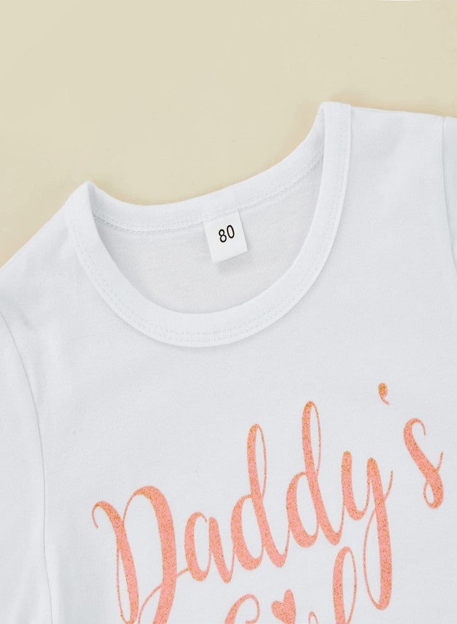 BOIZONTY Toddler Baby Girls Summer Outfits Shorts Sleeve Daddy's Girl Printed T-Shirt Tops+ Button Pink Pencil Skirts Clothes (Pink Denim,5-6T) - Image 5
