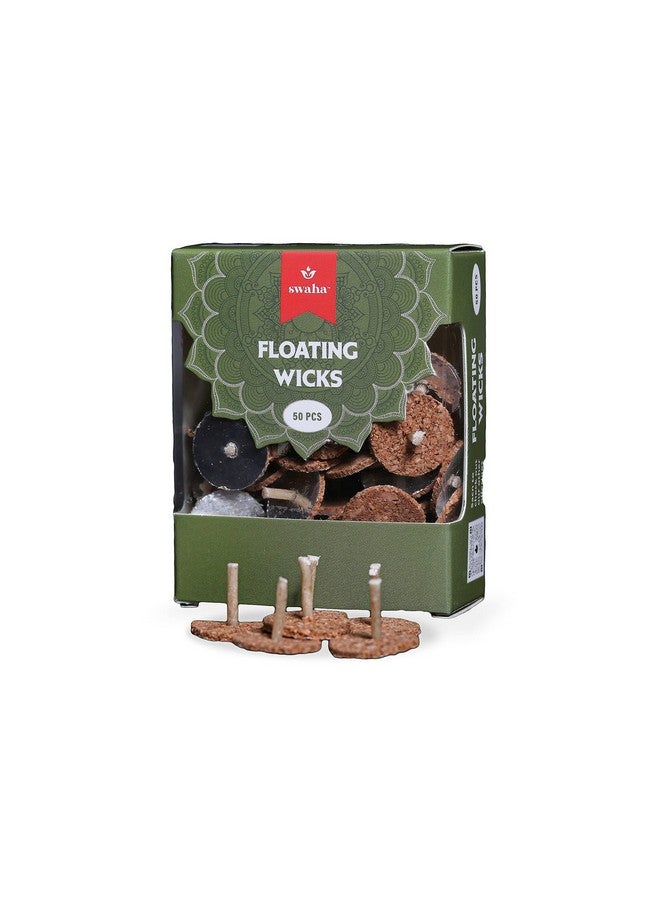 Swaha Round Floating Wicks(50 Pieces), Brown Colour Wicks for Decoration and Meditation - Pack of 1 - Image 1
