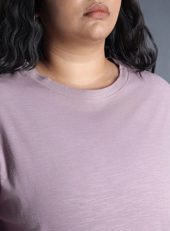 HIGH STAR Plus Size Solid Cotton Boxy Fit T-Shirt by Styli