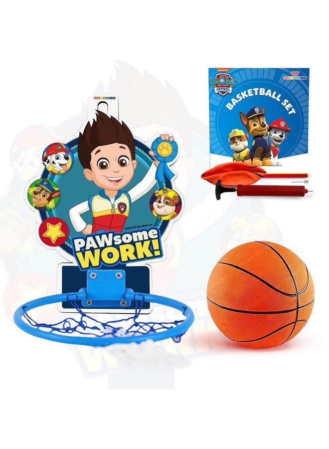 Wembley Paw Patrol Basket Ball for Kids Boys Girls Basketball Set with Deflated Ball, Hoop, Hanging Board & Pump Indoor Outdoor Games Birthday Gift for Children - Ryder - Image 1