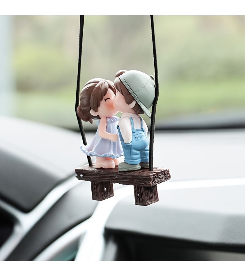 Pink Couple Dolls Car Hanging Ornament For Rearview Mirror - Image 2