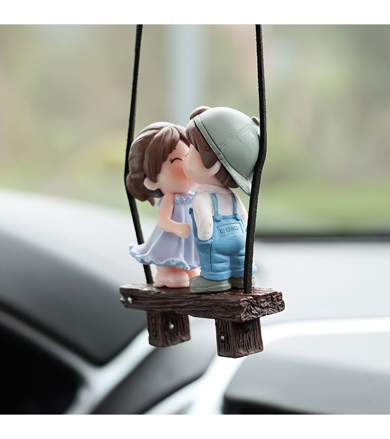 Pink Couple Dolls Car Hanging Ornament For Rearview Mirror - Image 3