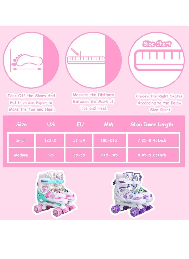 Generic - Kids Roller Skates Shoes 4 Wheels Roller Shoes Boys Girls Wheel Shoes Roller Sneakers Shoes For Beginner More Balanced For Ramadan Gift Birthday Children Show Gift Pink - Image 1