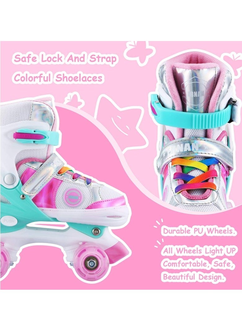 Generic - Kids Roller Skates Shoes 4 Wheels Roller Shoes Boys Girls Wheel Shoes Roller Sneakers Shoes For Beginner More Balanced For Ramadan Gift Birthday Children Show Gift Pink - Image 1