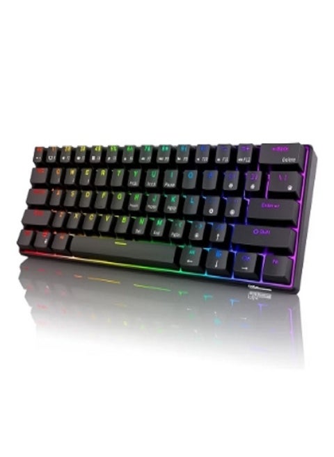 Three Mode 2.4Ghz Wireless/Bluetooth/Wired 60% Mechanical Keyboard, 61 Keys RGB Brown Switch Gaming Keyboard With Software For Win/Mac