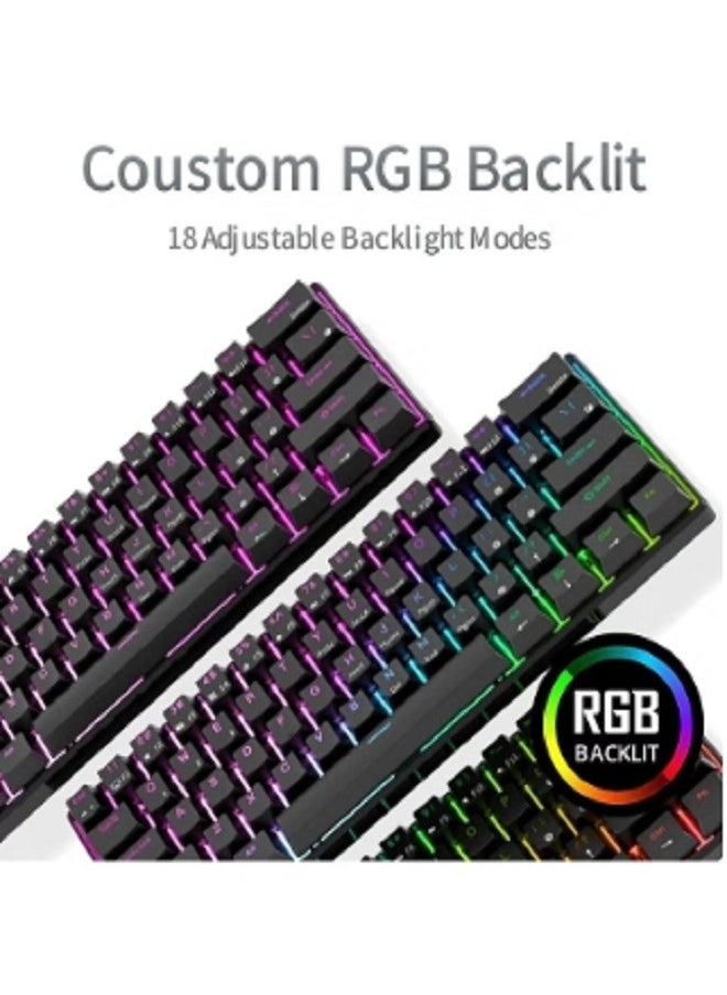 dida-cosmos - Three Mode 2.4Ghz Wireless/Bluetooth/Wired 60% Mechanical Keyboard, 61 Keys RGB Brown Switch Gaming Keyboard With Software For Win/Mac - Image 1