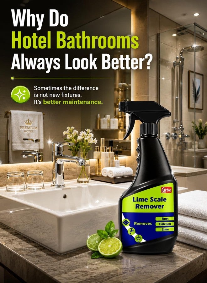 Urba Lime Scale Remover 500 ml, Hard Water Stain Cleaner for Bathroom, Taps, Faucets, Showers and Kitchen - Image 4