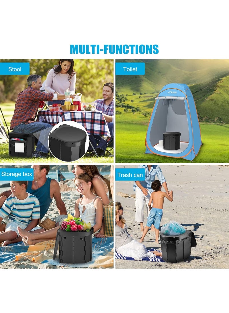 BlueFire Portable Folding Camping Toilet for Adults 🚻 | Foldable Travel Potty with Removable Phone Shelf & Toilet Paper Holder 📱🧻 | Heavy-Duty 400 lbs Load ABS Outdoor Commode Bucket | Waterproof, Lightweight, Easy-Clean Porta Potty for Car, Tent, Hiking, Fishing, Road Trips, Camping & Emergencies 🌄💧 | Multi-Functional Design – Use as Toilet, Trash Can, Storage Box or Seat | Compact Foldable Toilet with Lid & Carry Bag for Ultimate Convenience Anywhere, Anytime 🚙✨ - Image 5