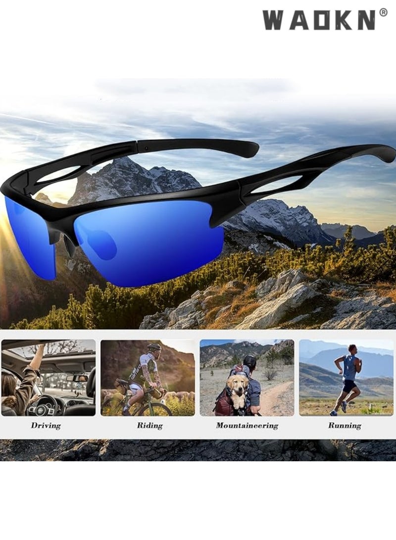 WAOKN Polarized Sports Sunglasses for Men, TR90 Unbreakable Frame Lightweight Sun Glasses, Classic Square Cycling Shades for Women 100% UV400 Protection, Fishing, Outdoor Travel Driving Daily Use Etc - Image 5