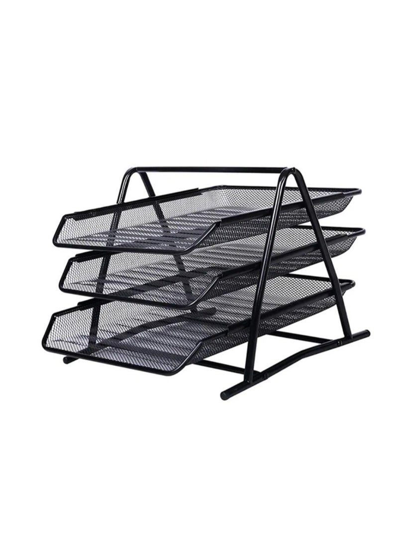 وحدة أدراج للمستندات ثلاثية الرفوف أسود