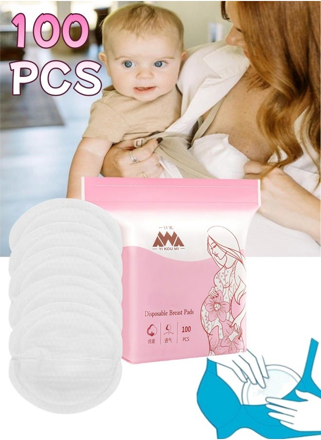 Vinnatsu 100 PCS Disposable Nursing Pads for Breastfeeding,Ultra-Thin,Quick Absorbency, 5 In in Diameter Full Coverage,3D Contoured Design,Extra Comfort Individually Wrapped,for Breastfeeding  - Image 1