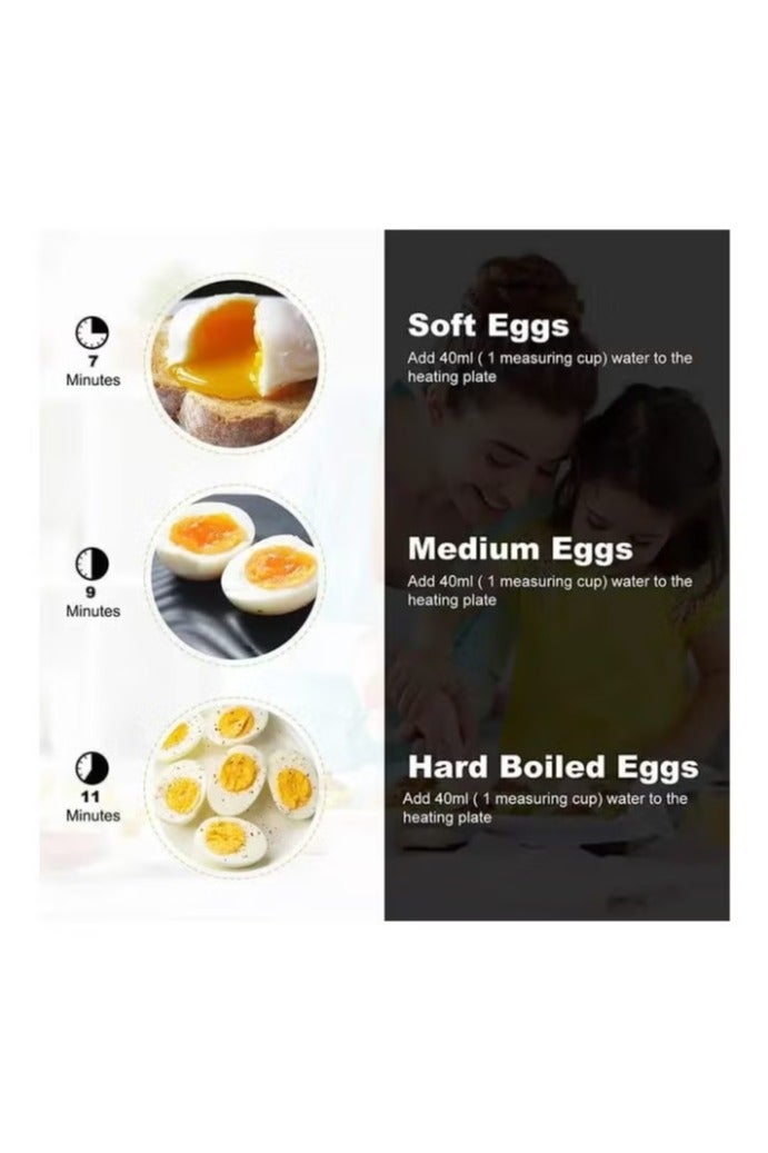 TDAO Multifunctional Egg Boiler, Egg Steamer, Stainless Steel Body and Heating Plate, Can Cook 6 Eggs at Once, One Click Switch Control, With Automatic Power-off Function, Black/Silver - Image 3